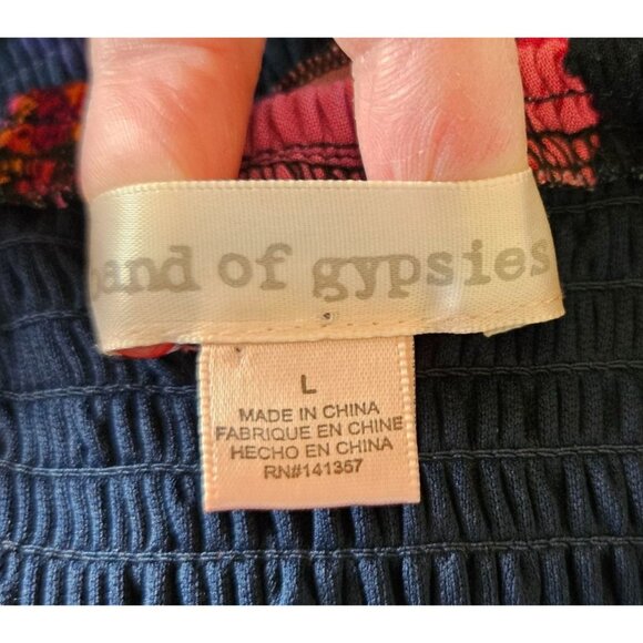 Band Of Gypsies Woman SZ L Maxi Dress Floral Layered Hem Ruffle Smocked Peasant - Picture 7 of 11